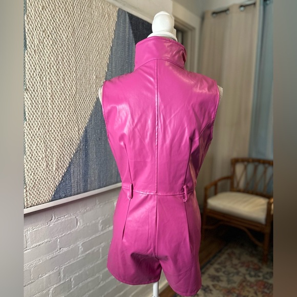 NWT Fashion Nova Pink Pleather Zip Up Romper - Picture 11 of 12